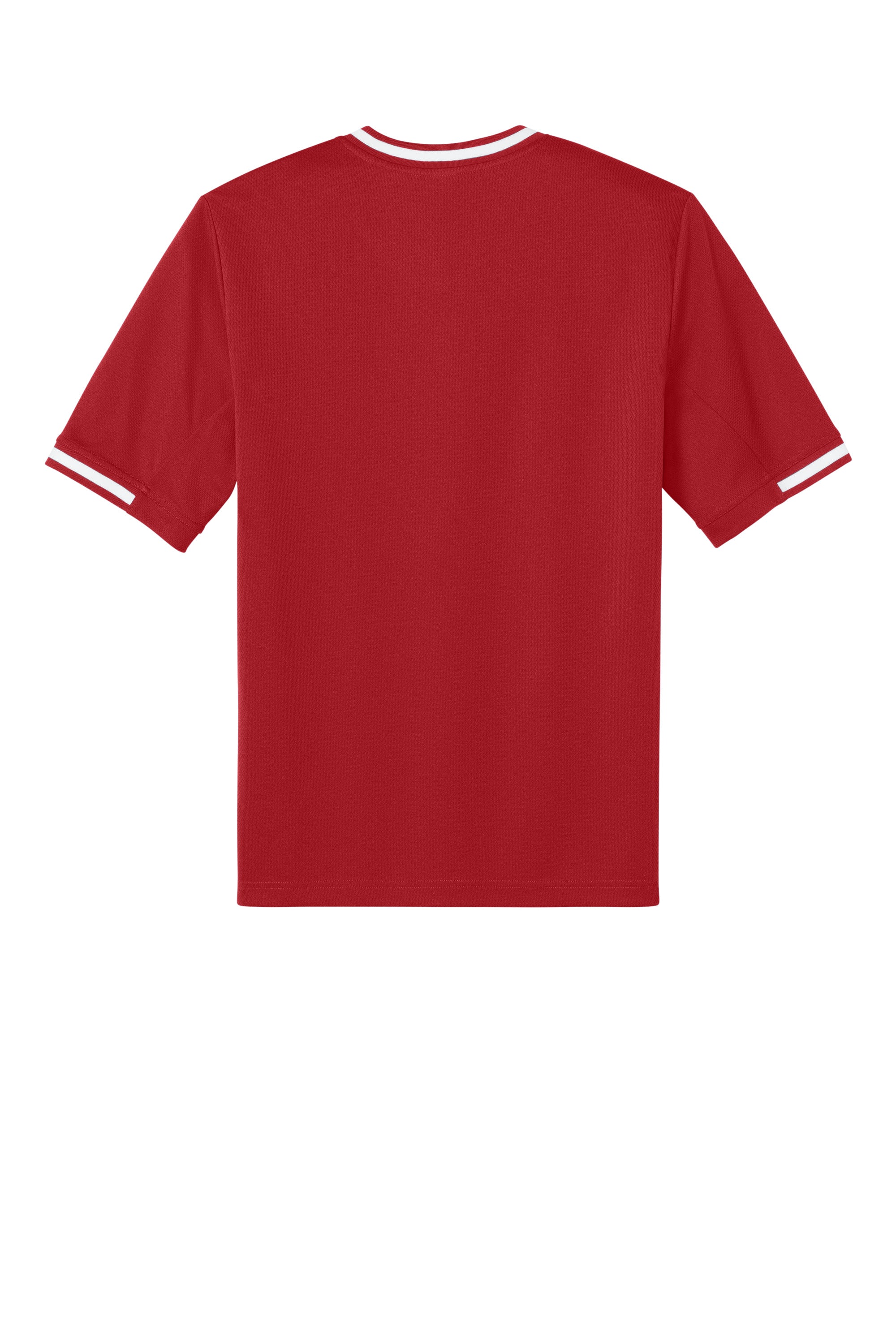Sport-Tek ST221 Mens Tough Mesh V-Neck Baseball Jersey True Red Flat Back