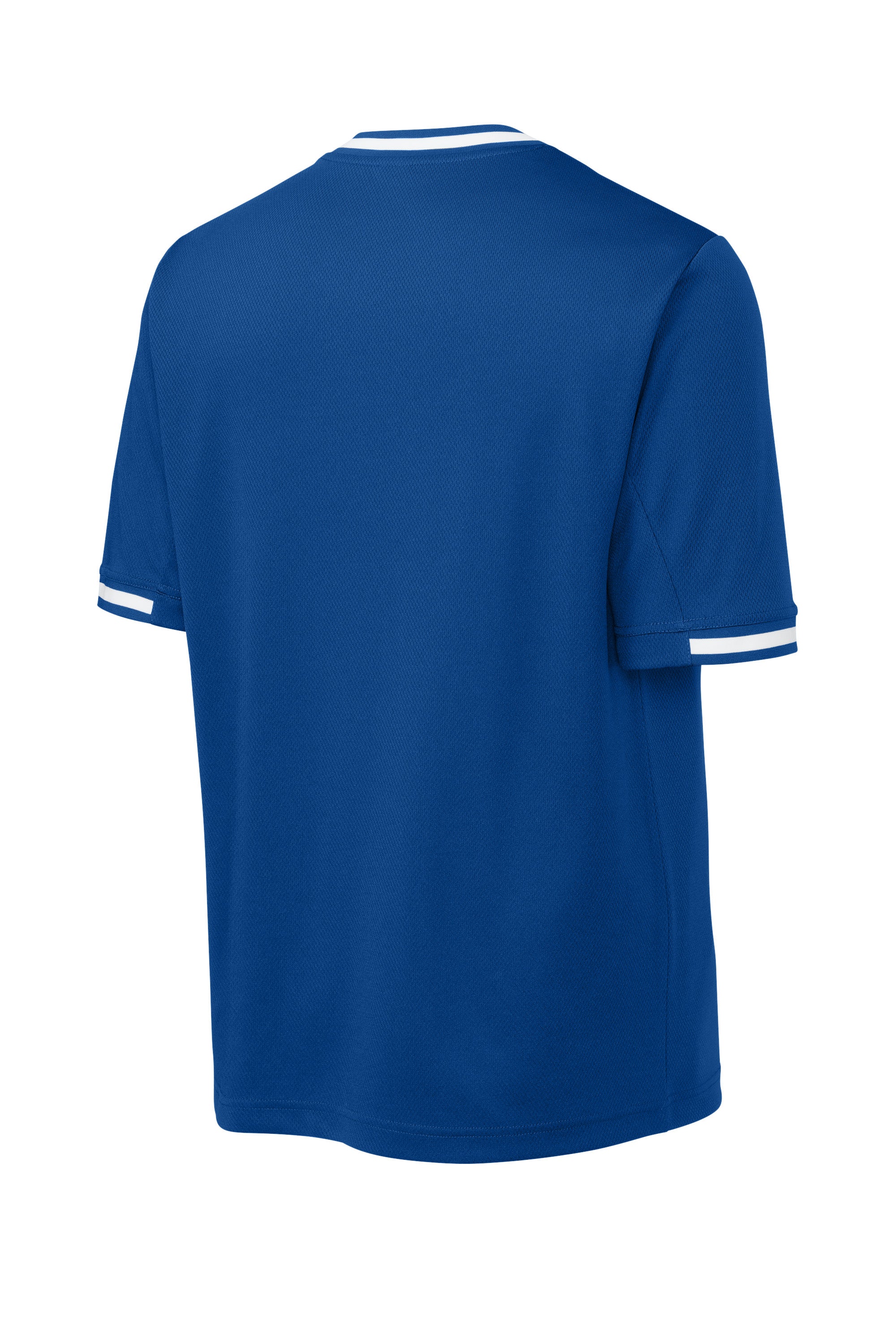 Sport-Tek ST221 Mens Tough Mesh V-Neck Baseball Jersey True Royal Blue Forn Back