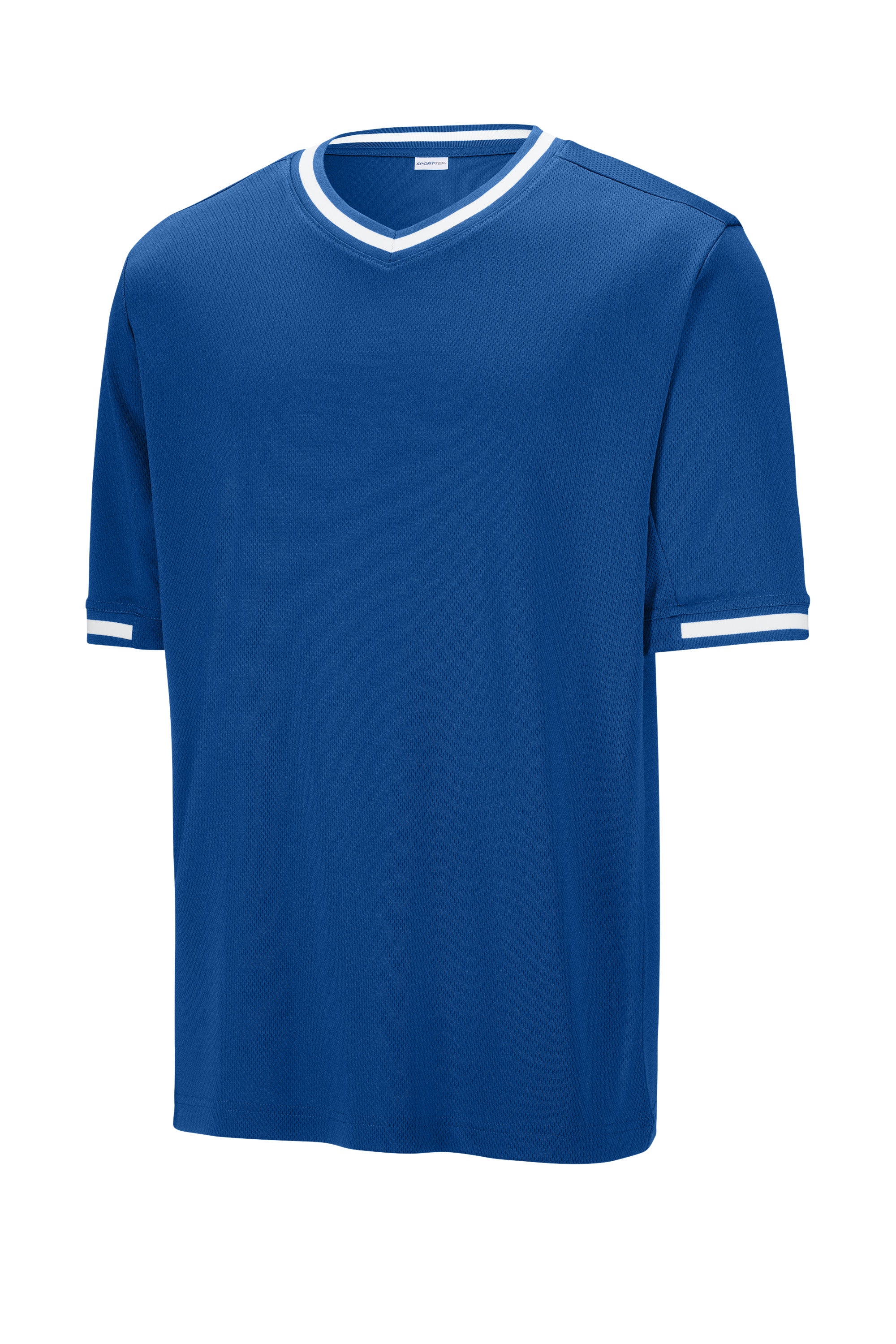 Sport-Tek ST221 Mens Tough Mesh V-Neck Baseball Jersey True Royal Blue Form Front