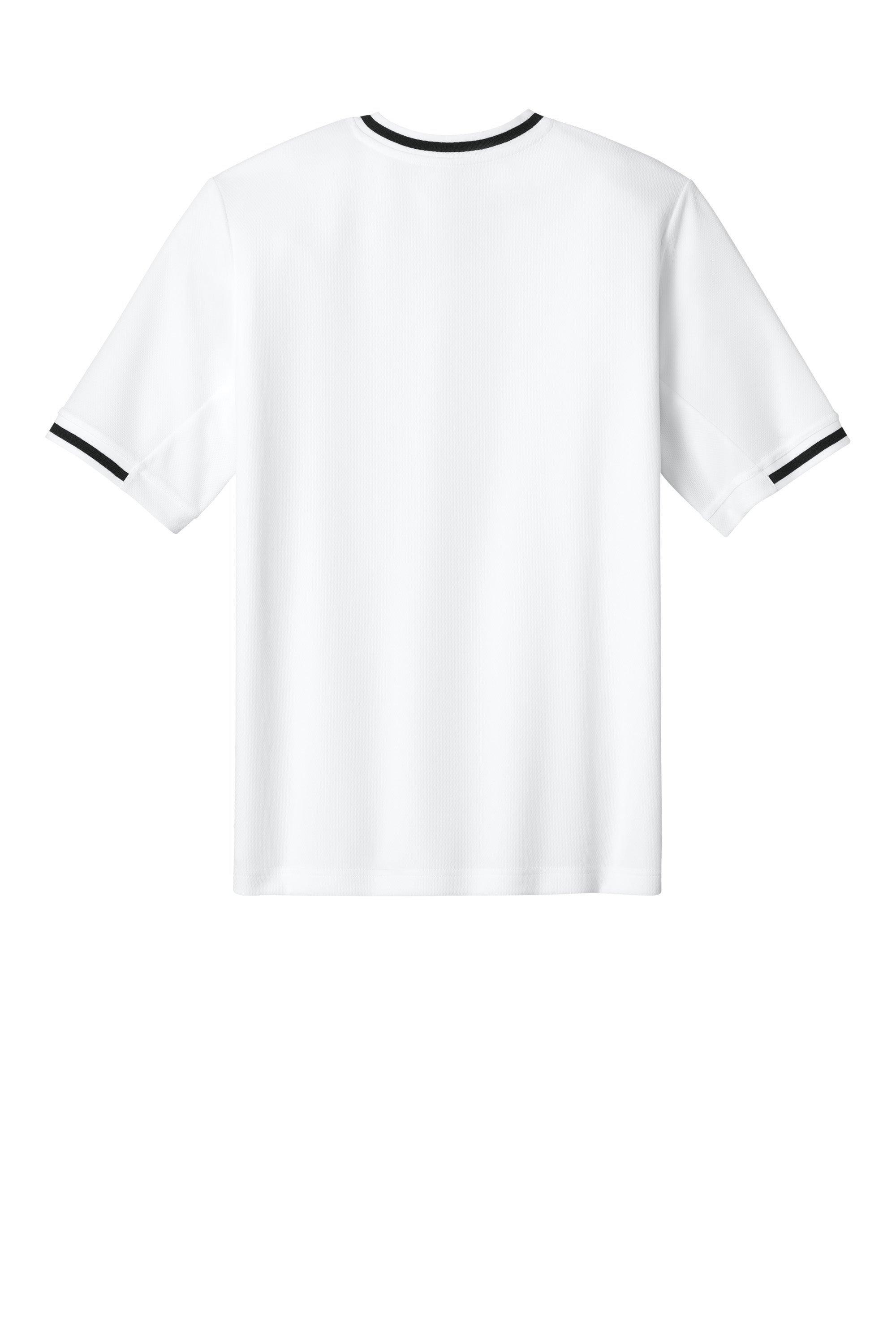 Sport-Tek ST221 Mens Tough Mesh V-Neck Baseball Jersey White Flat Back