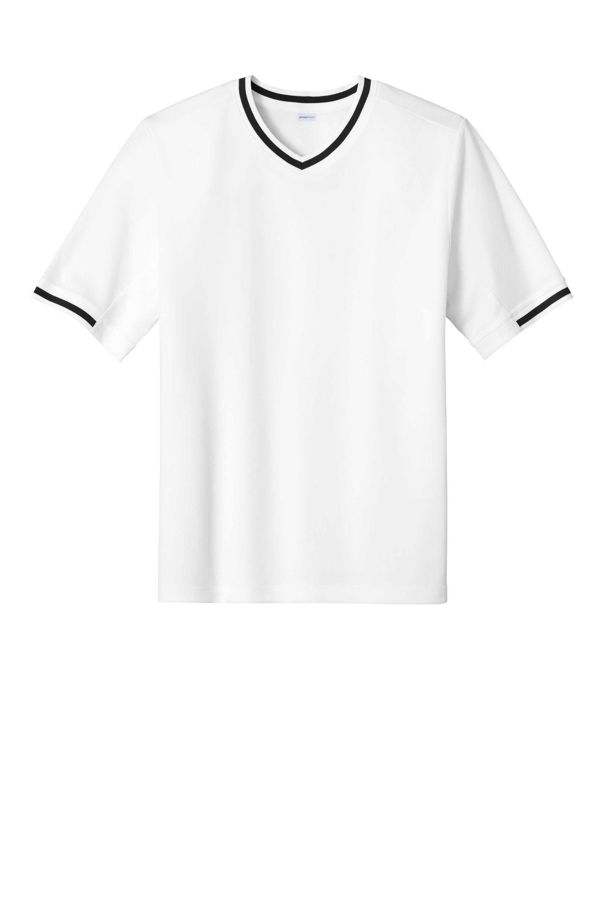 Sport-Tek ST221 Mens Tough Mesh V-Neck Baseball Jersey White Flat Front