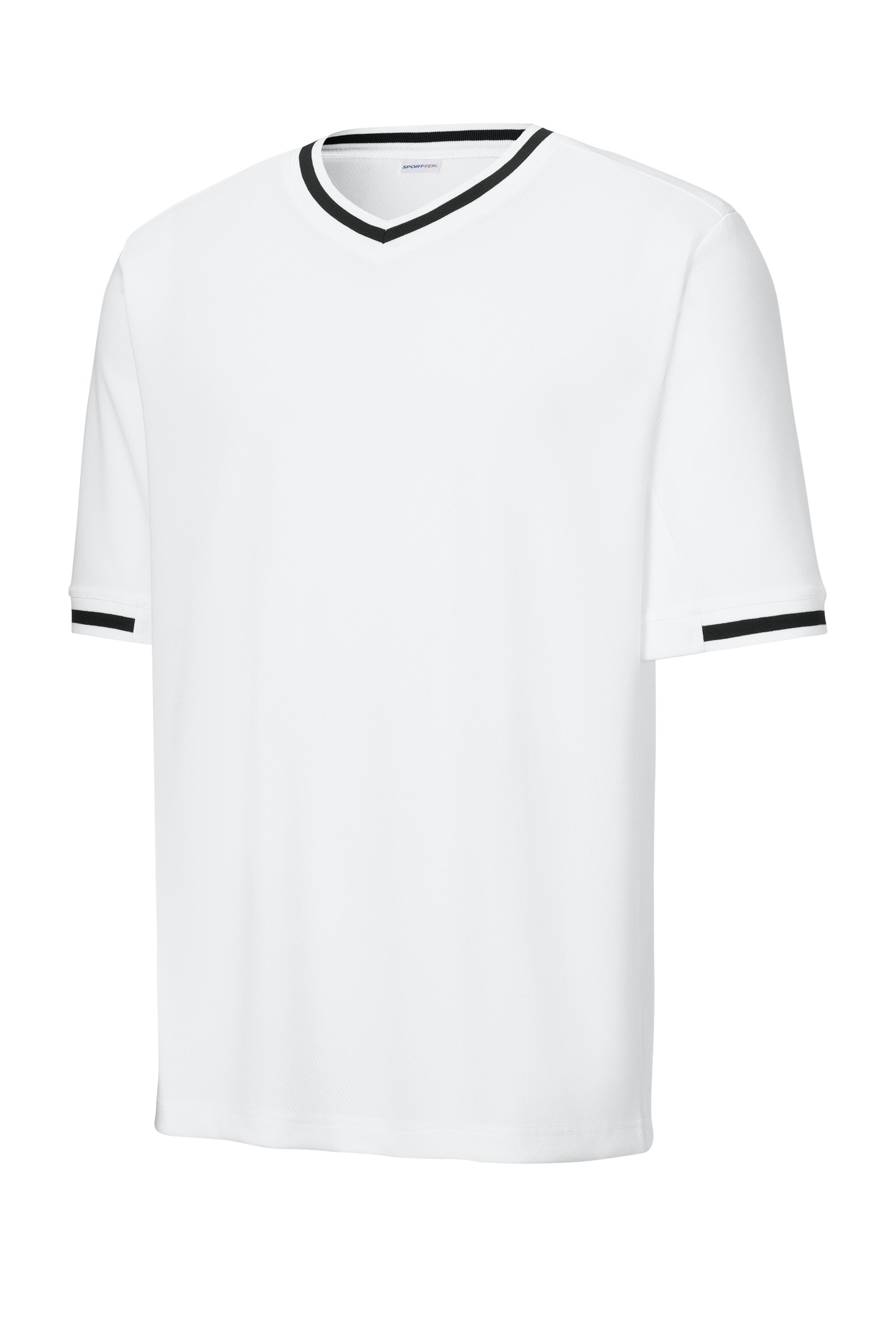 Sport-Tek ST221 Mens Tough Mesh V-Neck Baseball Jersey White Forn Back