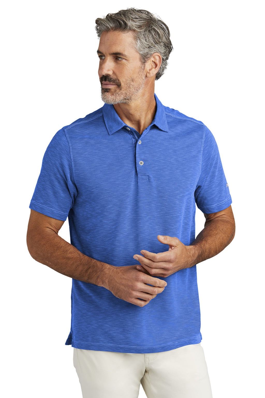 Tommy Bahama ST224065TB Mens Palmetto Paradise Short Sleeve Polo Shirt Team Blue Model Front