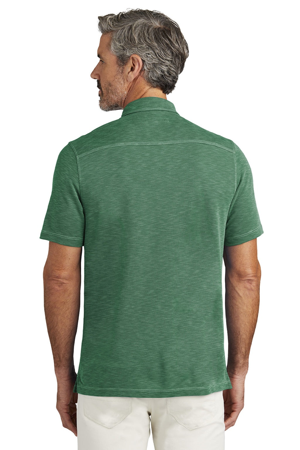 Tommy Bahama ST224065TB Mens Palmetto Paradise Short Sleeve Polo Shirt Veridian Pine Green Model Back