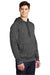 Sport-Tek ST225 Mens Electric Heather Moisture Wicking Fleece Hooded Sweatshirt Hoodie w/ Pouch Pocket Grey Black Electric Model 3q