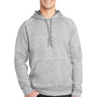 Sport-Tek Mens Electric Heather Moisture Wicking Fleece Hooded Sweatshirt Hoodie w/ Pouch Pocket - Silver Grey Electric