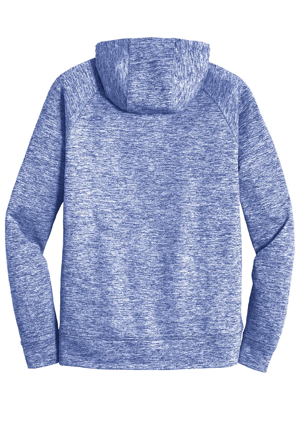 Sport-Tek ST225 Mens Electric Heather Moisture Wicking Fleece Hooded Sweatshirt Hoodie w/ Pouch Pocket True Royal Blue Electric Flat Back