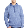 Sport-Tek Mens Electric Heather Moisture Wicking Fleece Hooded Sweatshirt Hoodie w/ Pouch Pocket - True Royal Blue Electric