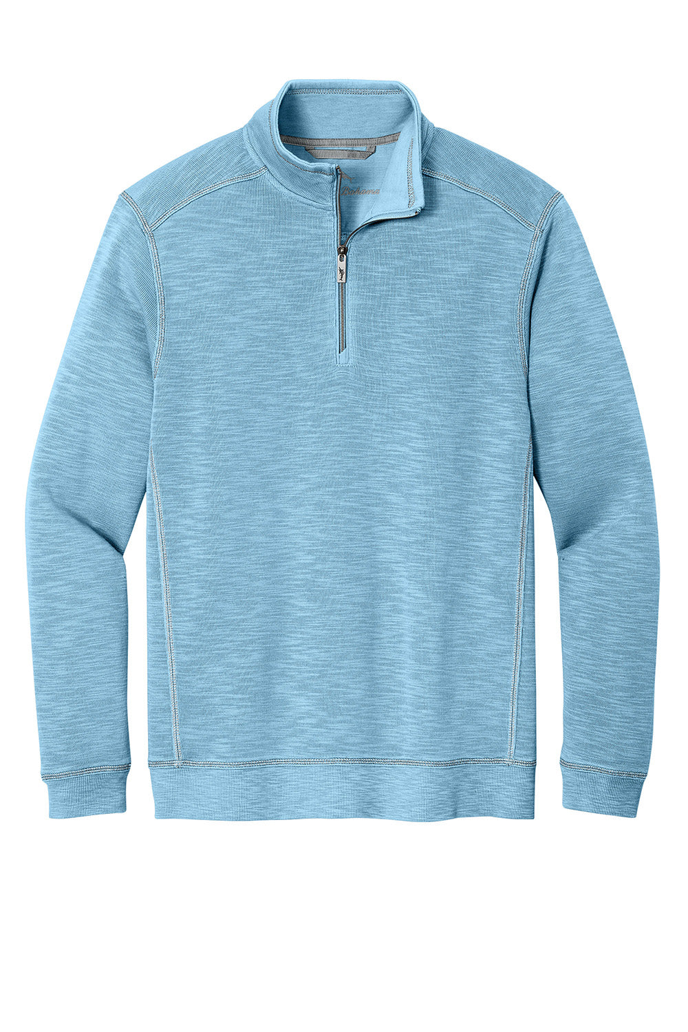Tommy Bahama ST226342TB Mens Tobago Bay 1/4 Zip Sweatshirt Light Sky Blue Flat Front