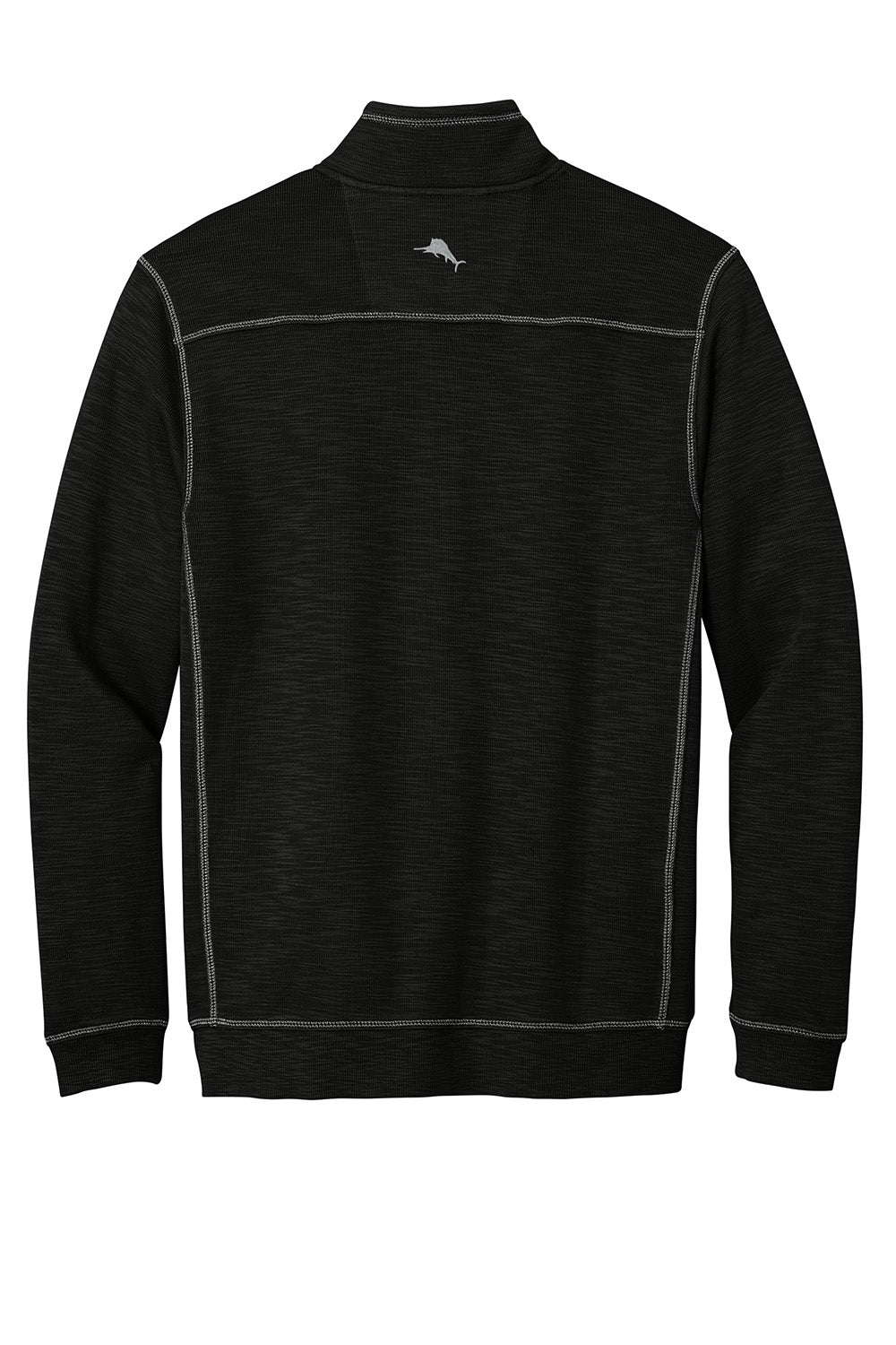 Tommy Bahama ST226342TB Mens Tobago Bay 1/4 Zip Sweatshirt Black Flat Back