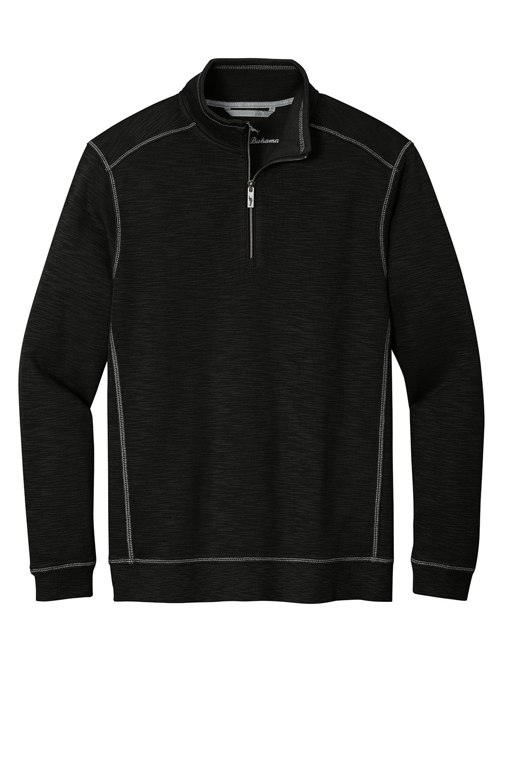 Tommy Bahama ST226342TB Mens Tobago Bay 1/4 Zip Sweatshirt Black Flat Front