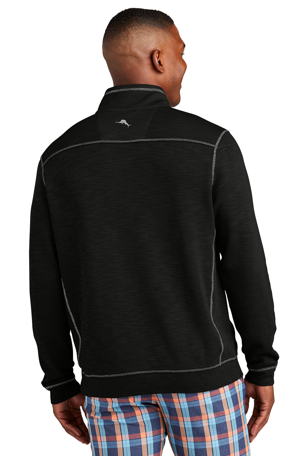 Tommy Bahama ST226342TB Mens Tobago Bay 1/4 Zip Sweatshirt Black Model Back