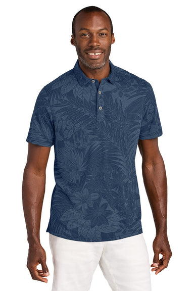 Tommy Bahama ST227544TB Mens Santiago Paradise Moisture Wicking Short Sleeve Polo Shirt Blue Note Model Front