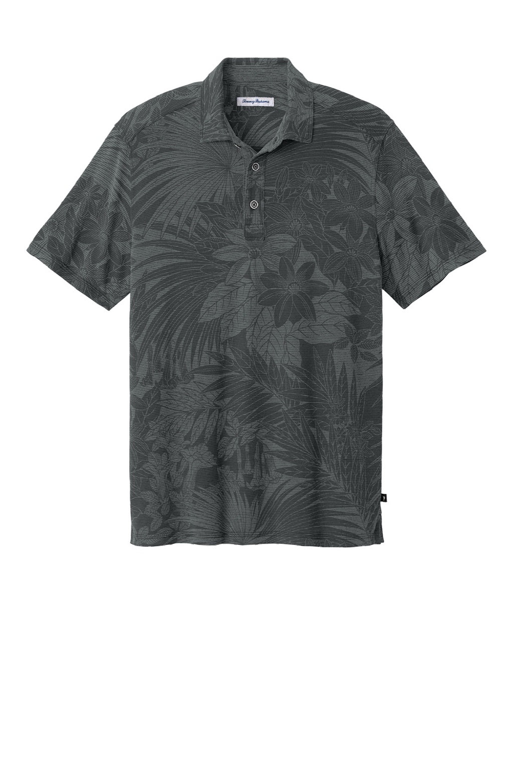 Tommy Bahama ST227544TB Mens Santiago Paradise Moisture Wicking Short Sleeve Polo Shirt Coal Grey Flat Front