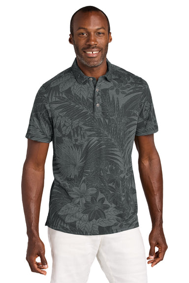 Tommy Bahama ST227544TB Mens Santiago Paradise Moisture Wicking Short Sleeve Polo Shirt Coal Grey Model Front