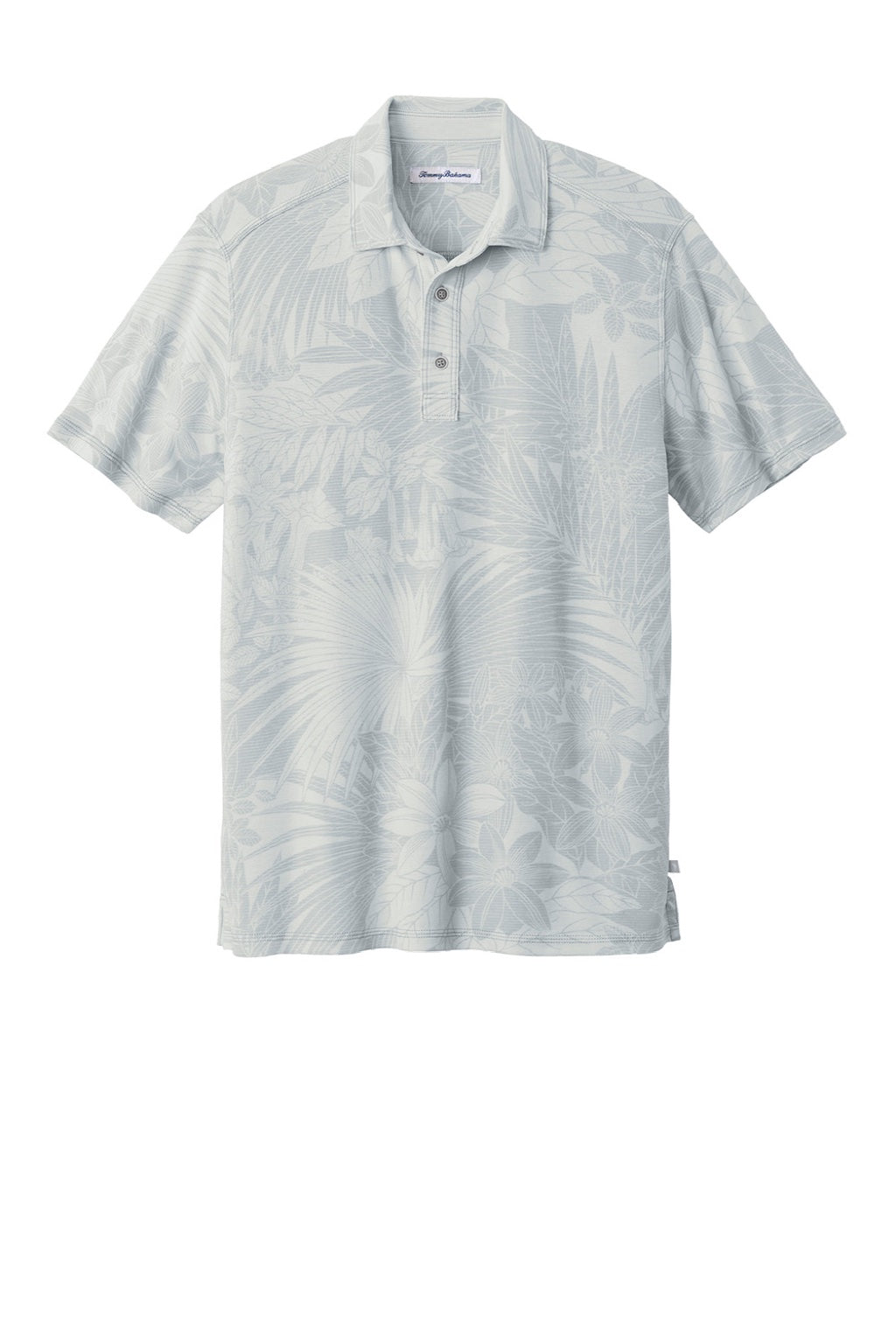 Tommy Bahama ST227544TB Mens Santiago Paradise Moisture Wicking Short Sleeve Polo Shirt Zinc Grey Flat Front
