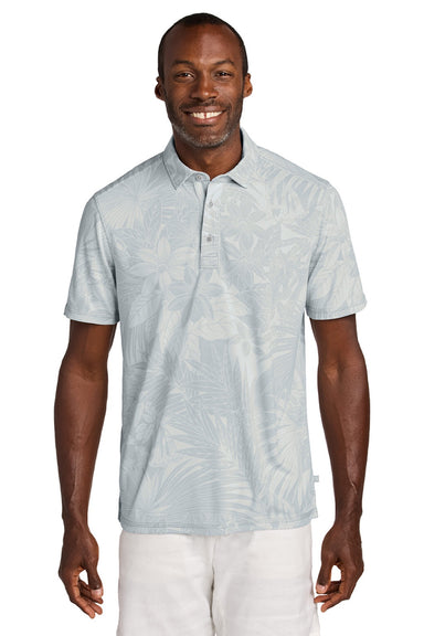 Tommy Bahama ST227544TB Mens Santiago Paradise Moisture Wicking Short Sleeve Polo Shirt Zinc Grey Model Front