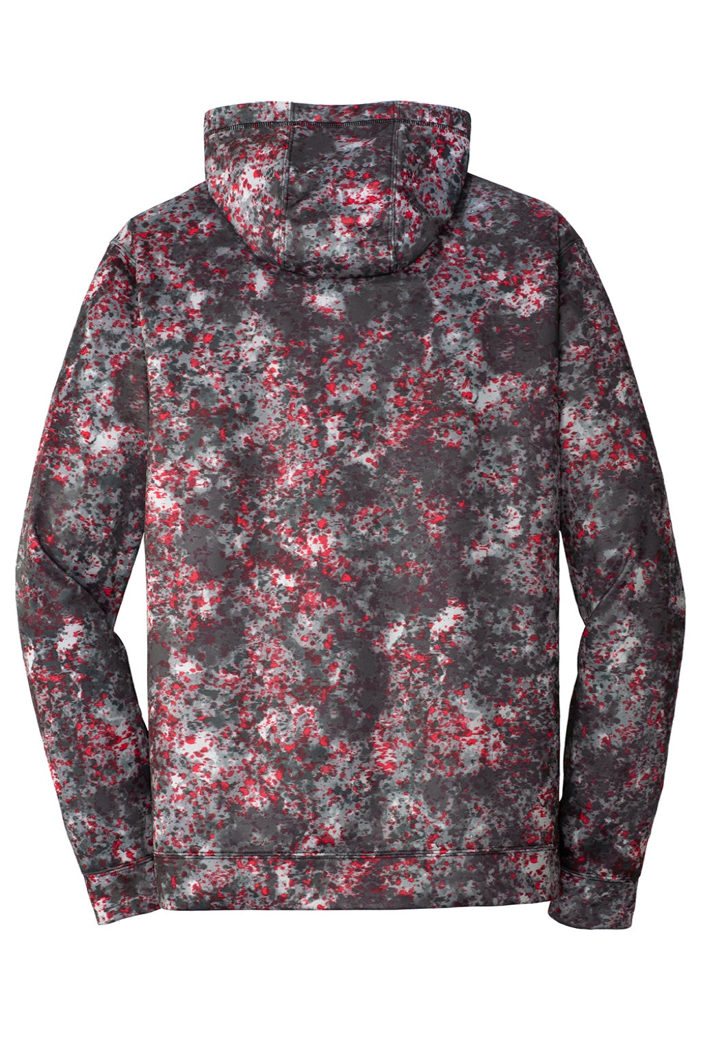 Sport-Tek ST230 Mens Sport-Wick Mineral Freeze Moisture Wicking Fleece Hooded Sweatshirt Hoodie w/ Pouch Pocket Deep Red Flat Back