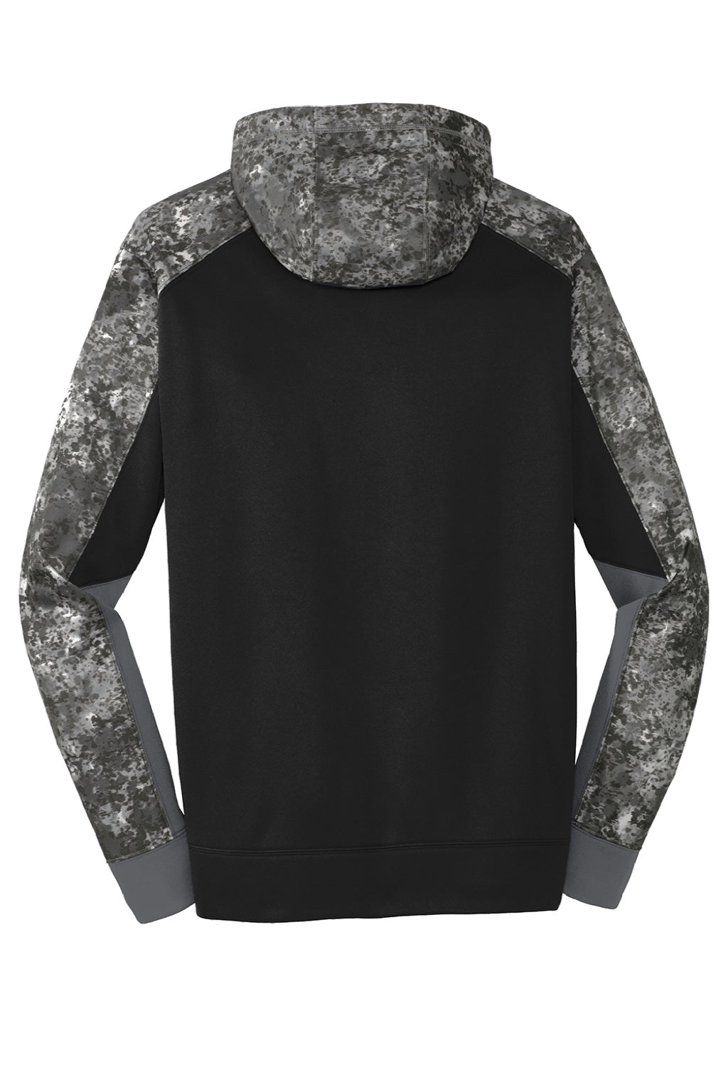 Sport-Tek ST231 Mens Sport-Wick Mineral Freeze Moisture Wicking Fleece Hooded Sweatshirt Hoodie w/ Pouch Pocket Black Flat Back