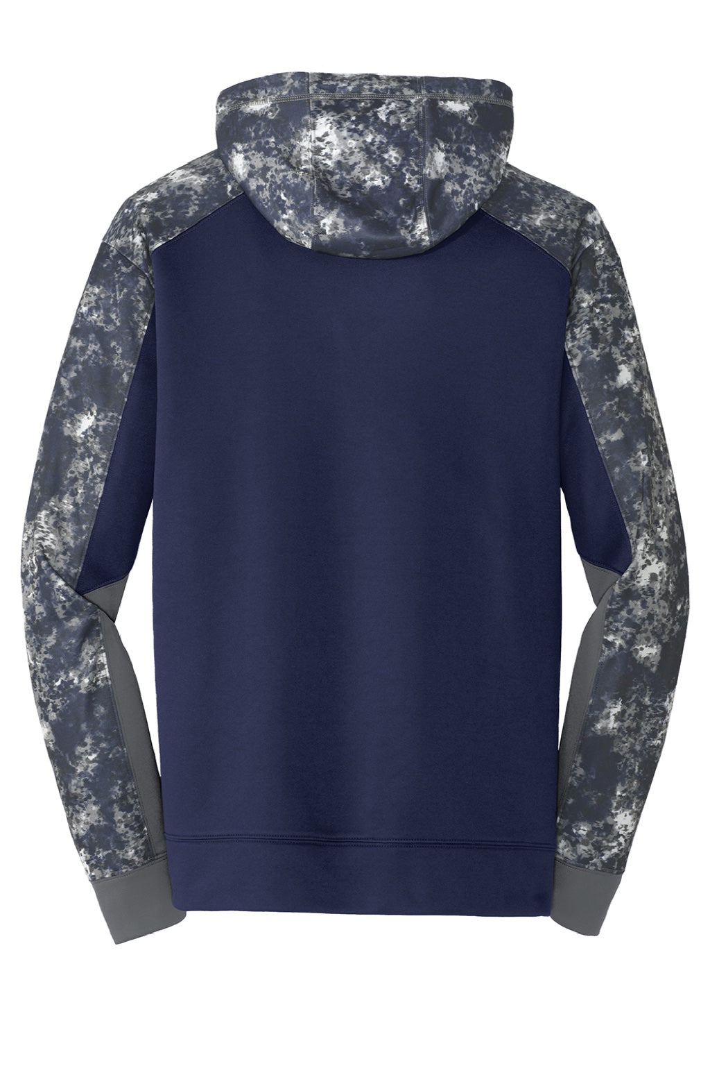 Sport-Tek ST231 Mens Sport-Wick Mineral Freeze Moisture Wicking Fleece Hooded Sweatshirt Hoodie w/ Pouch Pocket True Navy Blue Flat Back