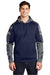 Sport-Tek ST231 Mens Sport-Wick Mineral Freeze Moisture Wicking Fleece Hooded Sweatshirt Hoodie w/ Pouch Pocket True Navy Blue Model Front