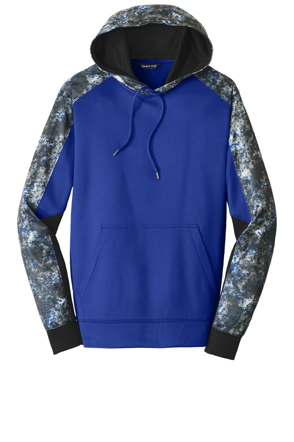 Sport-Tek ST231 Mens Sport-Wick Mineral Freeze Moisture Wicking Fleece Hooded Sweatshirt Hoodie w/ Pouch Pocket True Royal Blue Flat Front