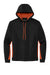 Sport-Tek ST235 Mens Sport-Wick Moisture Wicking Fleece Hooded Sweatshirt Hoodie w/ Pouch Pocket Black/Deep Orange Flat Front
