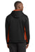 Sport-Tek ST235 Mens Sport-Wick Moisture Wicking Fleece Hooded Sweatshirt Hoodie w/ Pouch Pocket Black/Deep Orange Model Back