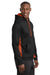 Sport-Tek ST235 Mens Sport-Wick Moisture Wicking Fleece Hooded Sweatshirt Hoodie w/ Pouch Pocket Black/Deep Orange Model Side