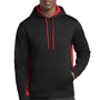 Sport-Tek Mens Sport-Wick Moisture Wicking Fleece Hooded Sweatshirt Hoodie w/ Pouch Pocket - Black/Deep Red