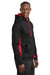 Sport-Tek ST235 Mens Sport-Wick Moisture Wicking Fleece Hooded Sweatshirt Hoodie w/ Pouch Pocket Black/Deep Red Model Side
