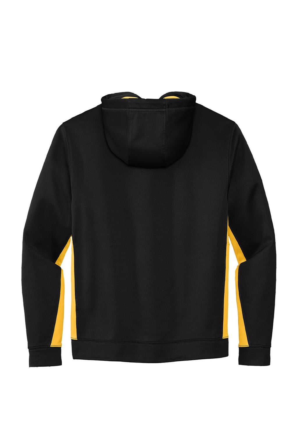 Sport-Tek ST235 Mens Sport-Wick Moisture Wicking Fleece Hooded Sweatshirt Hoodie w/ Pouch Pocket Black/Gold Flat Back
