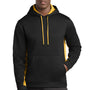 Sport-Tek Mens Sport-Wick Moisture Wicking Fleece Hooded Sweatshirt Hoodie w/ Pouch Pocket - Black/Gold
