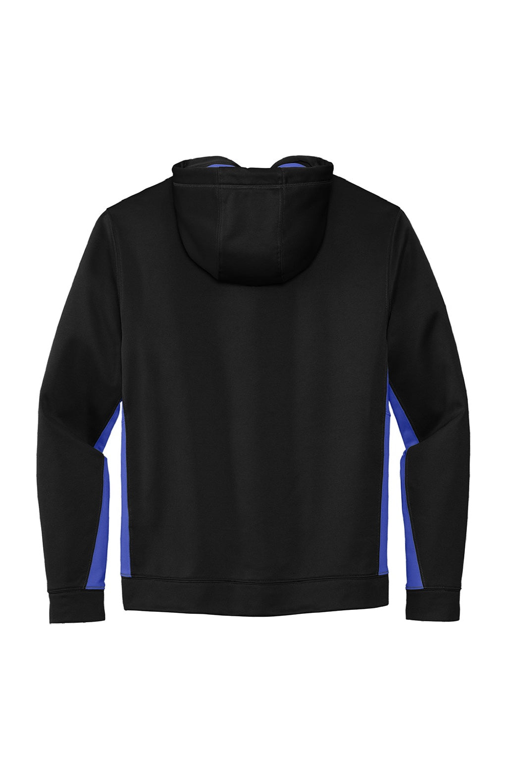Sport-Tek ST235 Mens Sport-Wick Moisture Wicking Fleece Hooded Sweatshirt Hoodie w/ Pouch Pocket Black/True Royal Blue Flat Back