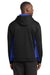 Sport-Tek ST235 Mens Sport-Wick Moisture Wicking Fleece Hooded Sweatshirt Hoodie w/ Pouch Pocket Black/True Royal Blue Model Back