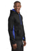 Sport-Tek ST235 Mens Sport-Wick Moisture Wicking Fleece Hooded Sweatshirt Hoodie w/ Pouch Pocket Black/True Royal Blue Model Side