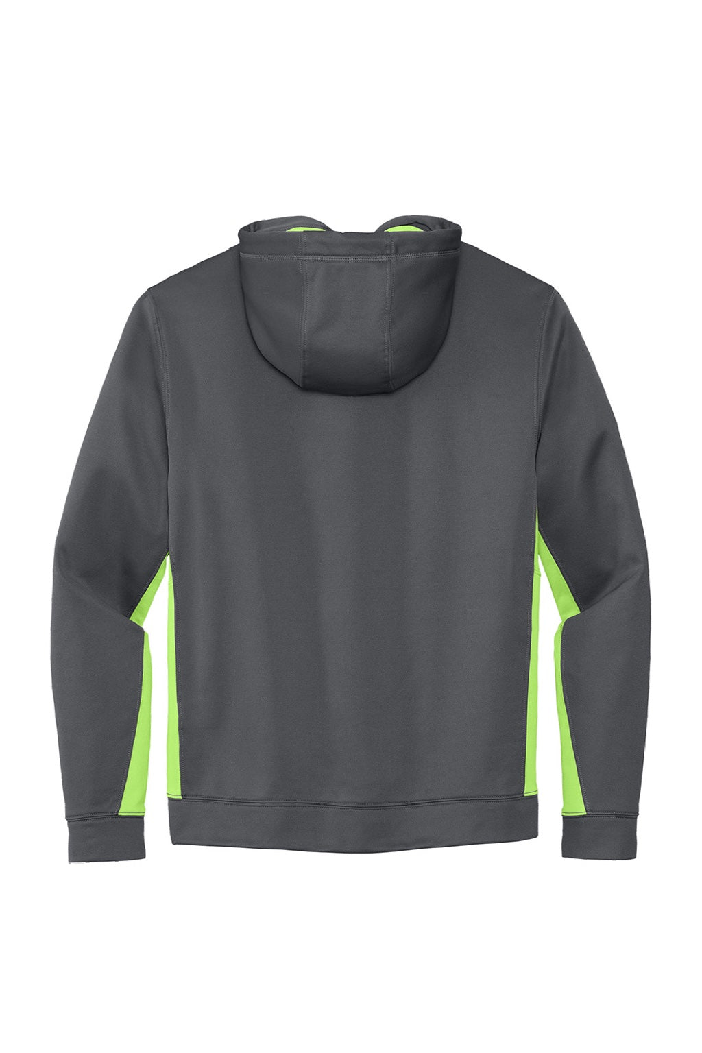Sport-Tek ST235 Mens Sport-Wick Moisture Wicking Fleece Hooded Sweatshirt Hoodie w/ Pouch Pocket Dark Smoke Grey/Lime Shock Green Flat Back