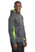 Sport-Tek ST235 Mens Sport-Wick Moisture Wicking Fleece Hooded Sweatshirt Hoodie w/ Pouch Pocket Dark Smoke Grey/Lime Shock Green Model Side