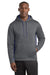 Sport-Tek ST235 Mens Sport-Wick Moisture Wicking Fleece Hooded Sweatshirt Hoodie w/ Pouch Pocket Dark Smoke Grey/Navy Blue Model Front
