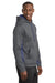Sport-Tek ST235 Mens Sport-Wick Moisture Wicking Fleece Hooded Sweatshirt Hoodie w/ Pouch Pocket Dark Smoke Grey/Navy Blue Model Side