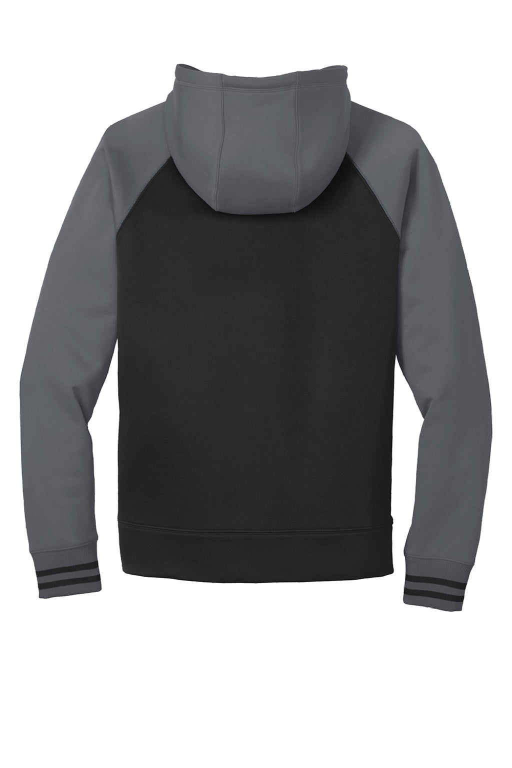 Sport-Tek ST236 Mens Sport-Wick Moisture Wicking Fleece Hooded Sweatshirt Hoodie w/ Pouch Pocket Black/Dark Smoke Grey Flat Back