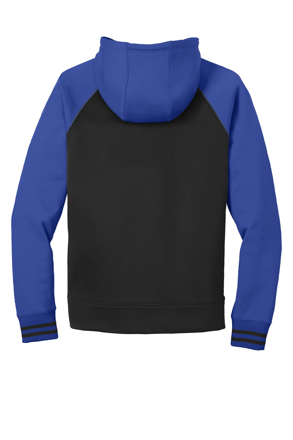 Sport-Tek ST236 Mens Sport-Wick Moisture Wicking Fleece Hooded Sweatshirt Hoodie w/ Pouch Pocket Black/True Royal Blue Flat Back