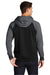 Sport-Tek ST236 Mens Sport-Wick Moisture Wicking Fleece Hooded Sweatshirt Hoodie w/ Pouch Pocket Black/Dark Smoke Grey Model Back