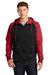 Sport-Tek ST236 Mens Sport-Wick Moisture Wicking Fleece Hooded Sweatshirt Hoodie w/ Pouch Pocket Black/Deep Red Model Front