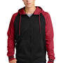 Sport-Tek Mens Sport-Wick Moisture Wicking Fleece Hooded Sweatshirt Hoodie w/ Pouch Pocket - Black/Deep Red