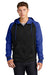 Sport-Tek ST236 Mens Sport-Wick Moisture Wicking Fleece Hooded Sweatshirt Hoodie w/ Pouch Pocket Black/True Royal Blue Model Front