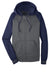 Sport-Tek ST236 Mens Sport-Wick Moisture Wicking Fleece Hooded Sweatshirt Hoodie w/ Pouch Pocket Dark Smoke Grey/Navy Blue Flat Front