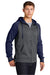 Sport-Tek ST236 Mens Sport-Wick Moisture Wicking Fleece Hooded Sweatshirt Hoodie w/ Pouch Pocket Dark Smoke Grey/Navy Blue Model 3q