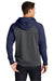Sport-Tek ST236 Mens Sport-Wick Moisture Wicking Fleece Hooded Sweatshirt Hoodie w/ Pouch Pocket Dark Smoke Grey/Navy Blue Model Back
