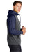 Sport-Tek ST236 Mens Sport-Wick Moisture Wicking Fleece Hooded Sweatshirt Hoodie w/ Pouch Pocket Dark Smoke Grey/Navy Blue Model Side